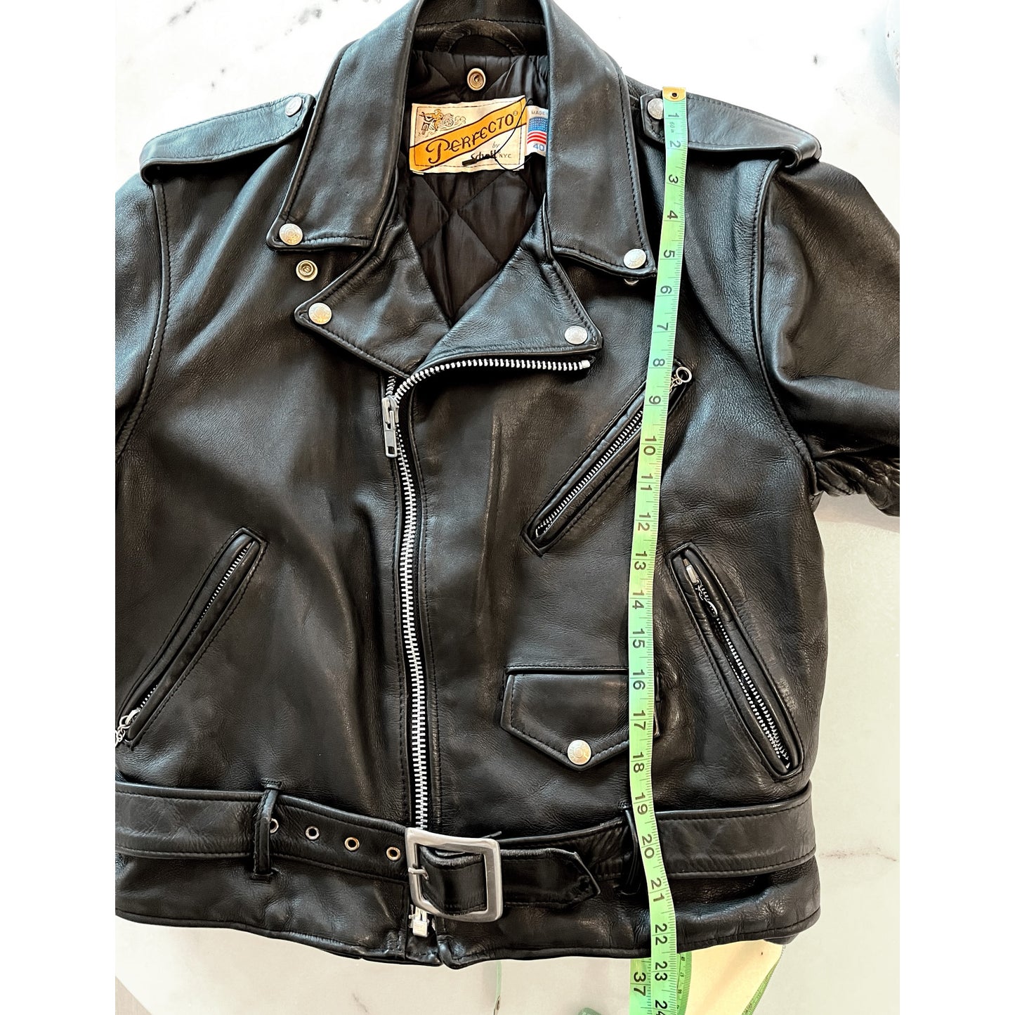 Schott "Perfecto" Black Leather Jacket, size 40 (fits size Small, or S/M)