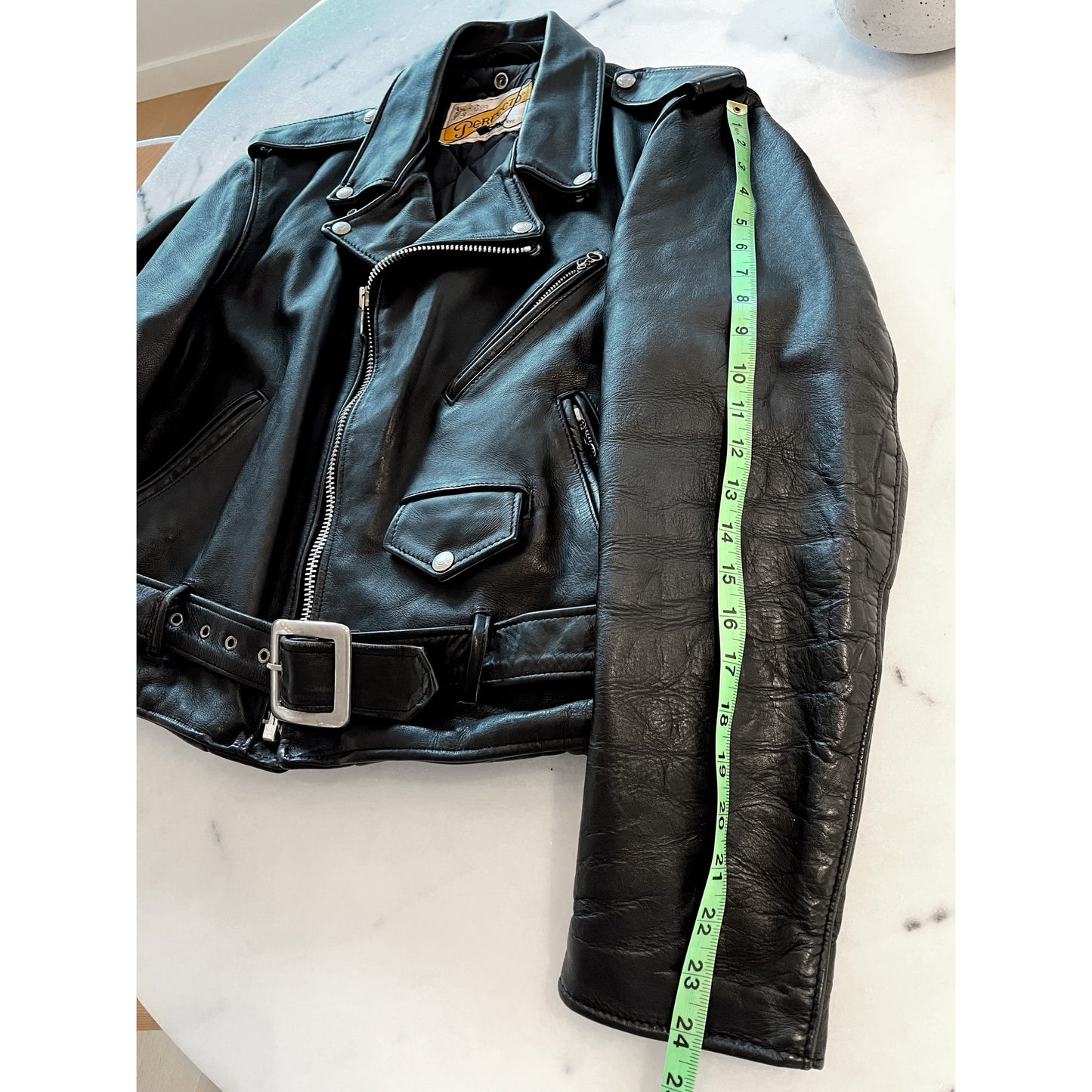 Schott "Perfecto" Black Leather Jacket, size 40 (fits size Small, or S/M)