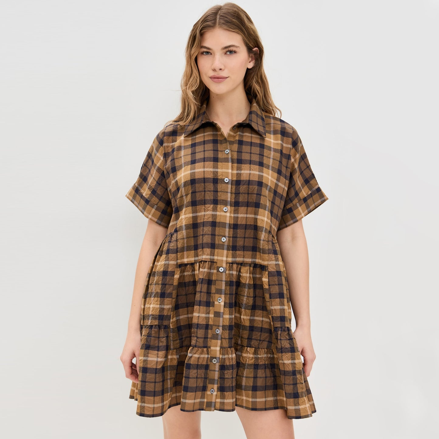 Sea New York "Caja" Plaid Mini Dress, size Large