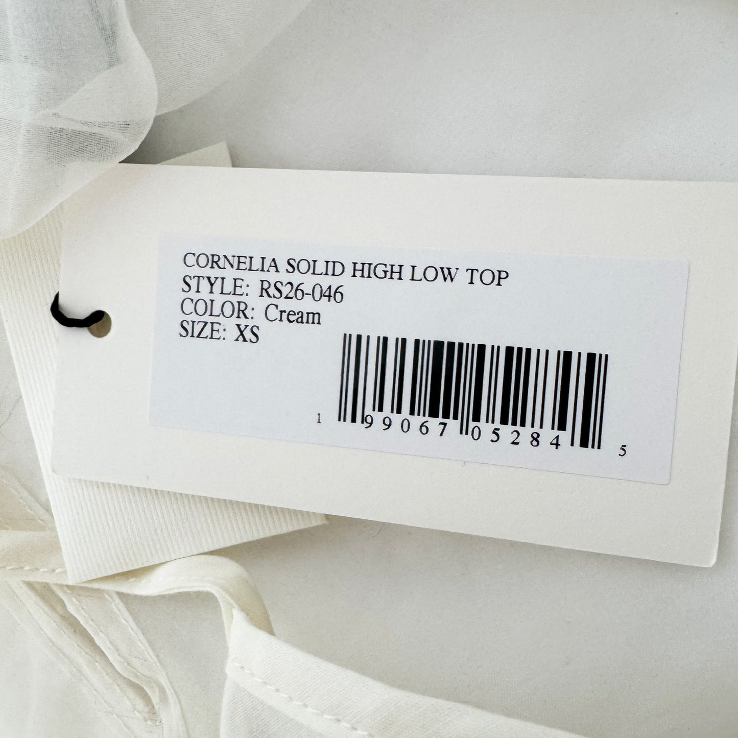 Sea New York "Cornelia" High Low Top in Cream, size XS