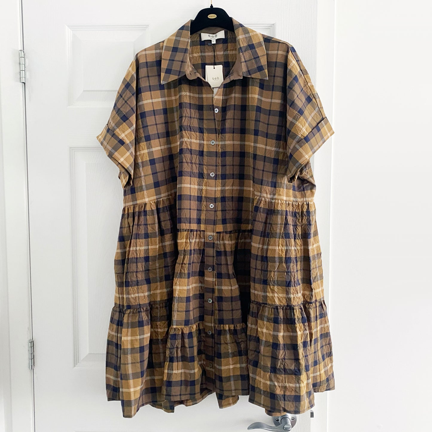 Sea New York "Caja" Plaid Mini Dress, size Large