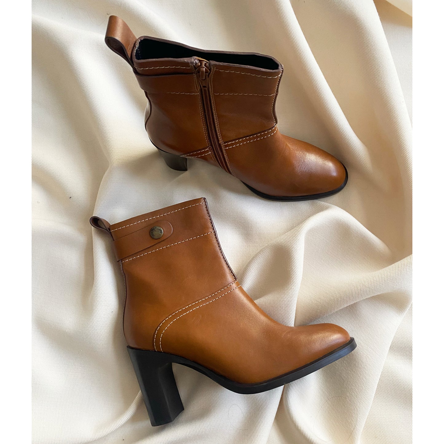 See by Chloe Stack Heel Ankle Boots in Brown, size 37