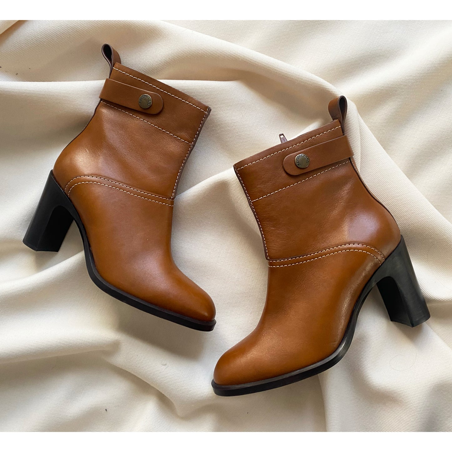 See by Chloe Stack Heel Ankle Boots in Brown, size 37