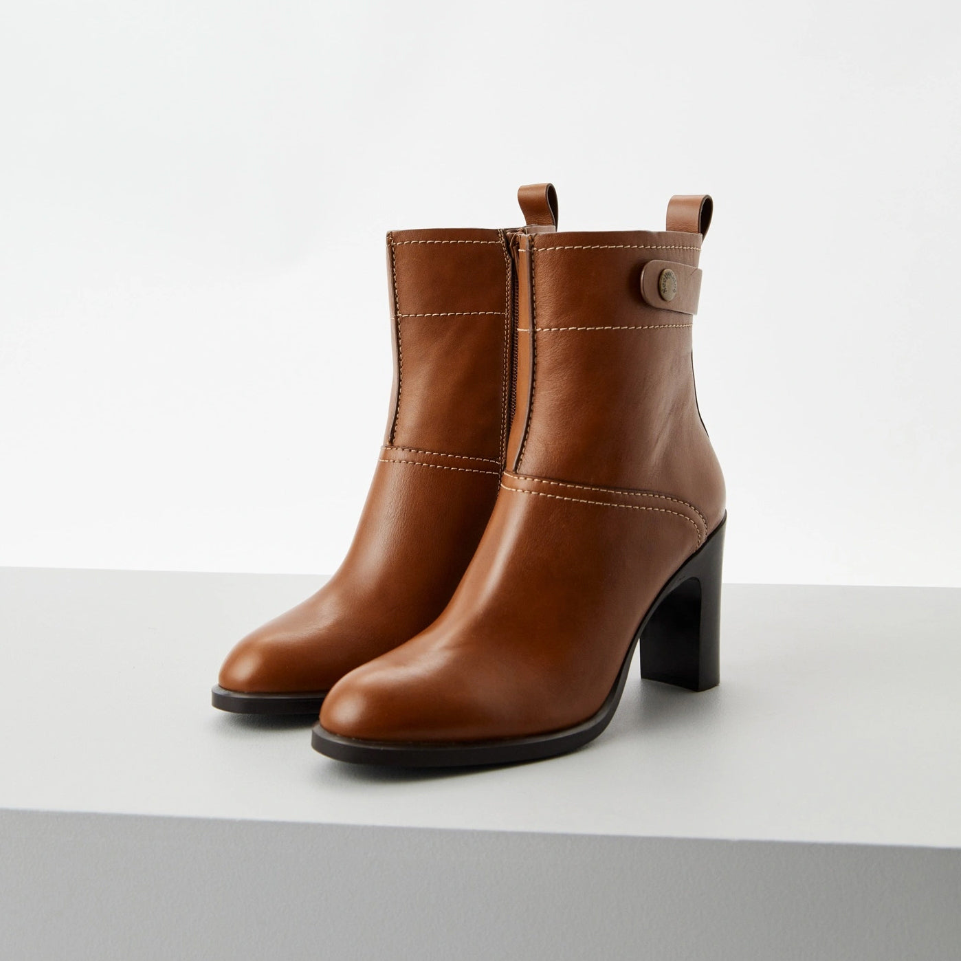 See by Chloe Stack Heel Ankle Boots in Brown, size 37