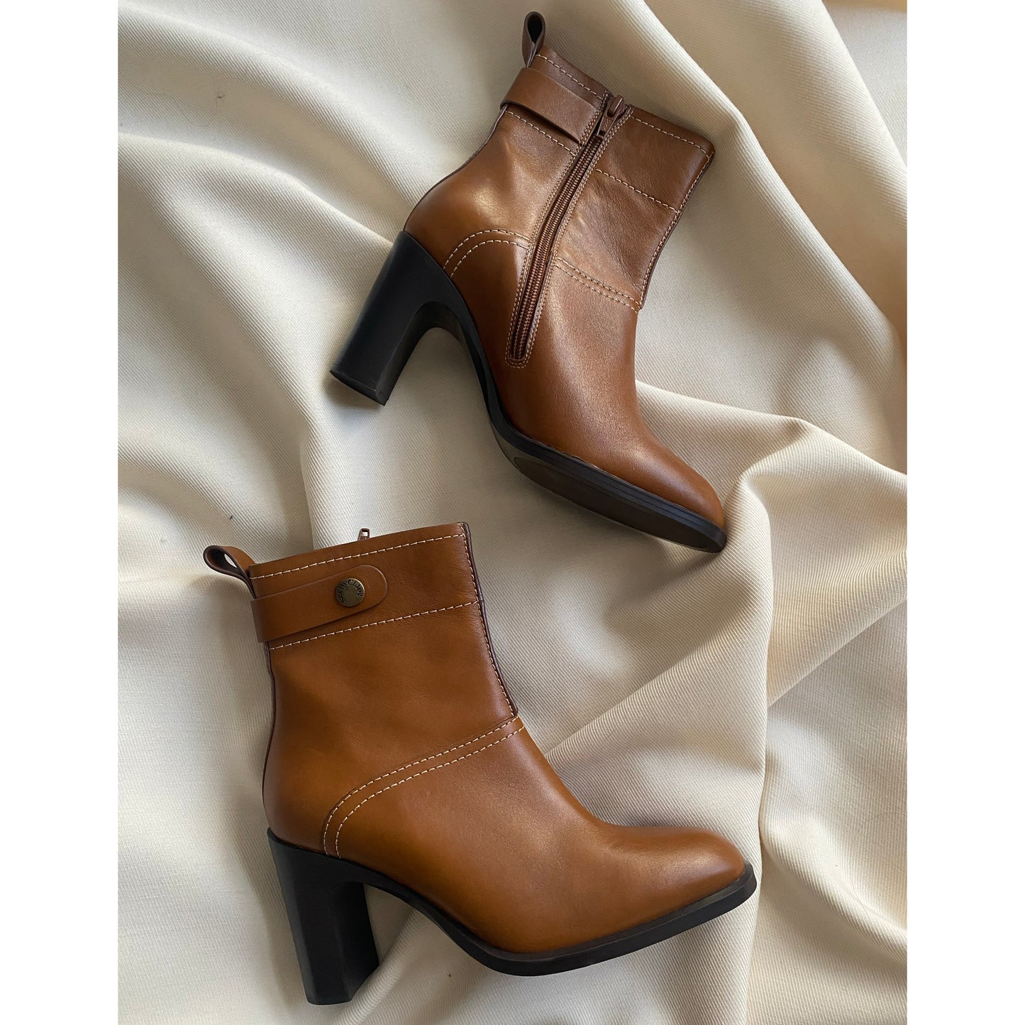 See by Chloe Stack Heel Ankle Boots in Brown, size 37