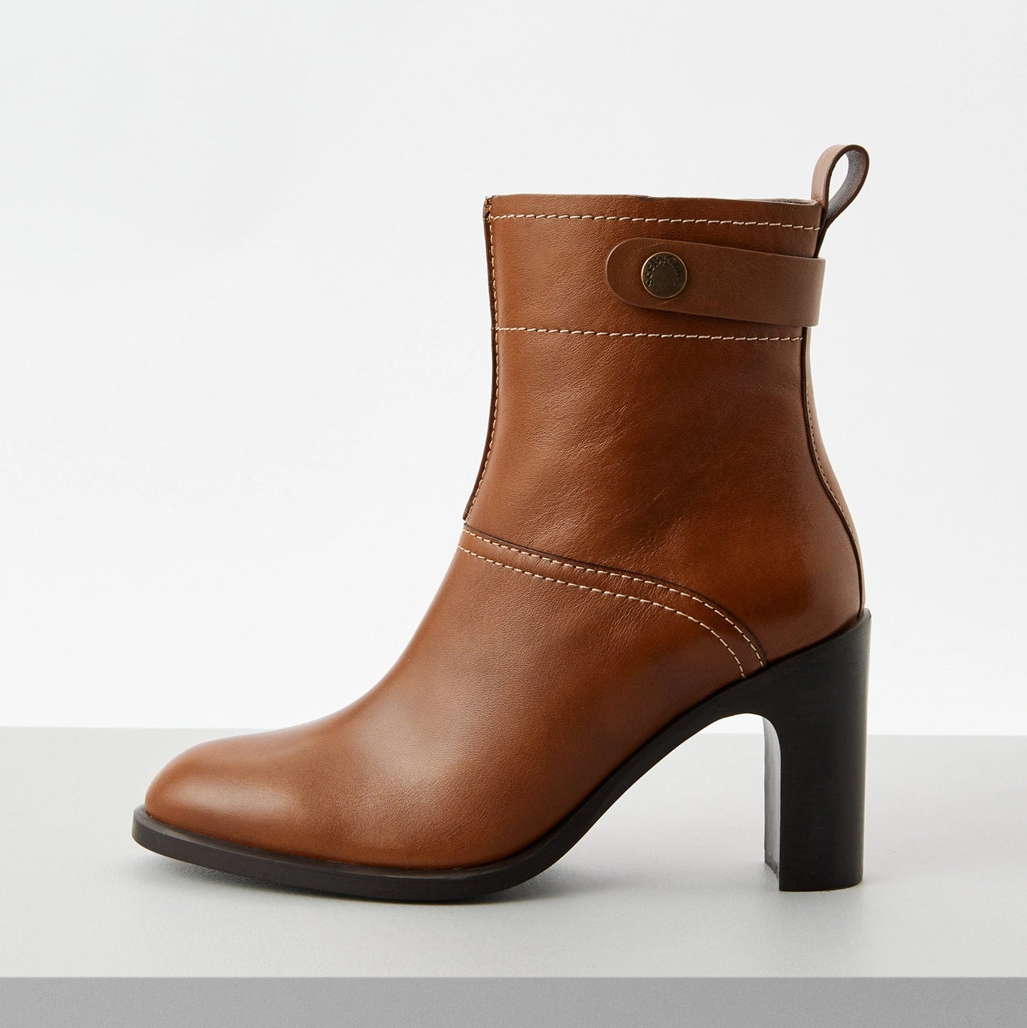 See by Chloe Stack Heel Ankle Boots in Brown, size 37