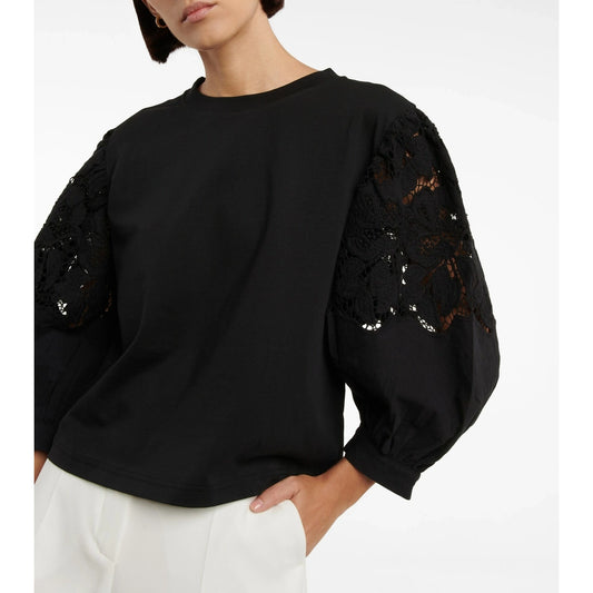 See by Chloe Lace Insert Tee in Black, sise XL (fits like a Large)