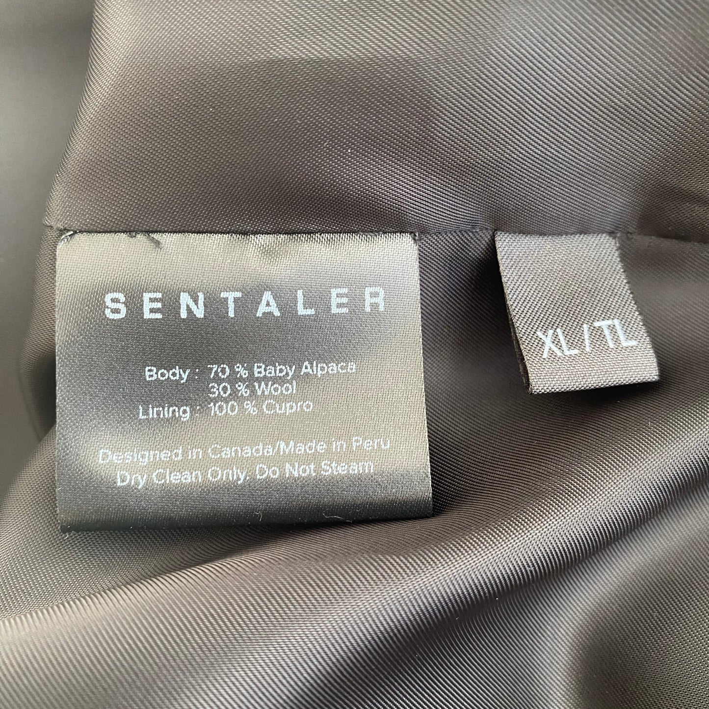 Sentaler Baby Alpaca Notched Lapel Overcoat in Black, size XL