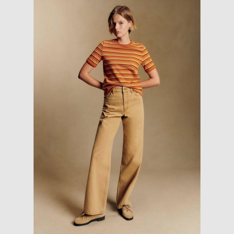 Sezane Wide Leg Jeans in Beige, size 40 (fits like size 6 ish)