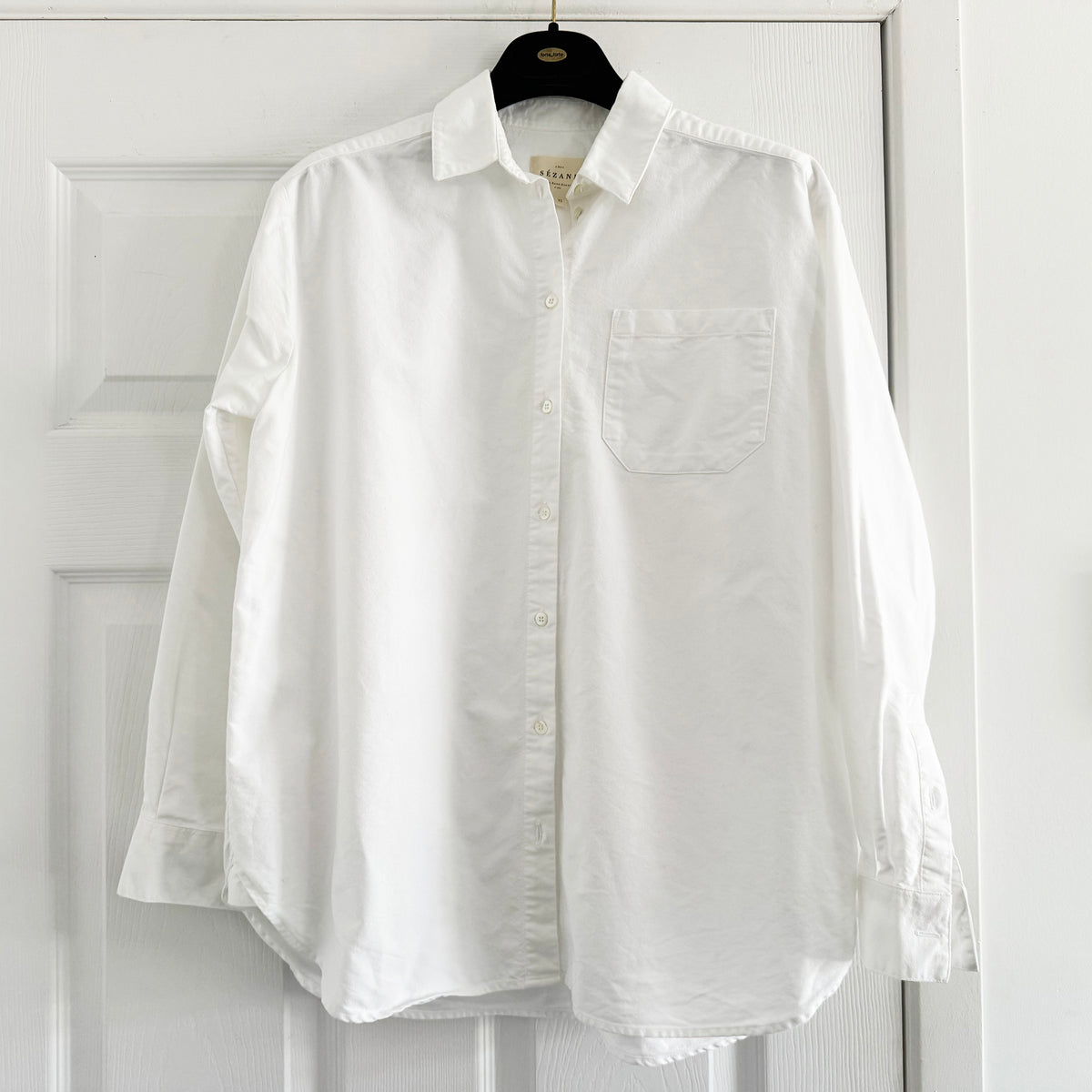 Sezane "Max" Oxford Shirt in White, size 32 (an oversize XS)