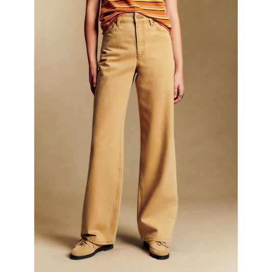 Sezane Wide Leg Jeans in Beige, size 40 (fits like size 6/8)