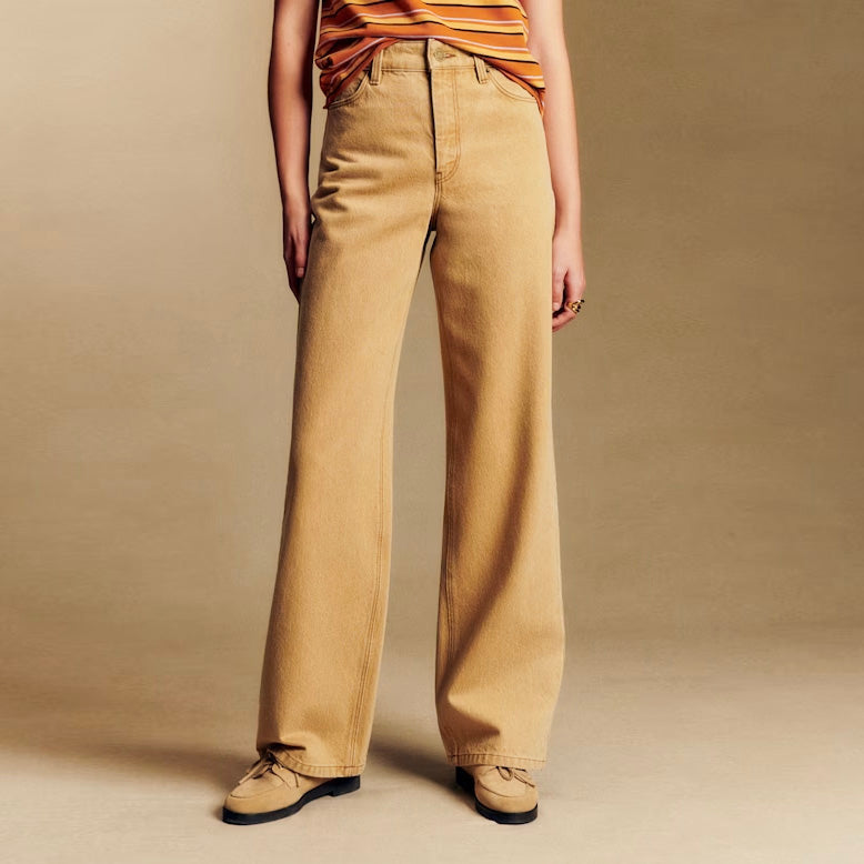 Sezane Wide Leg Jeans in Beige, size 40 (fits like size 6 ish)