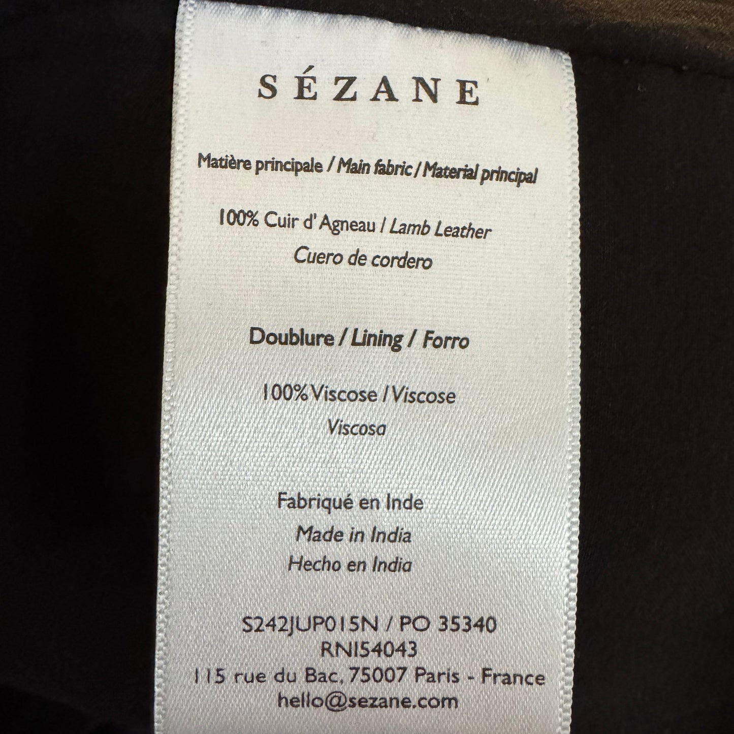 Sezane Leather Skirt in Black, size 38