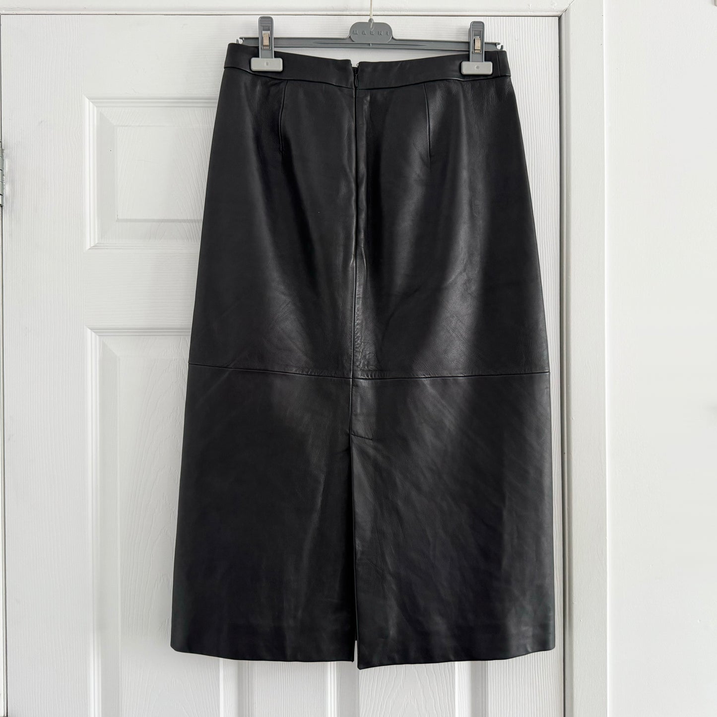 Sezane Leather Skirt in Black, size 38