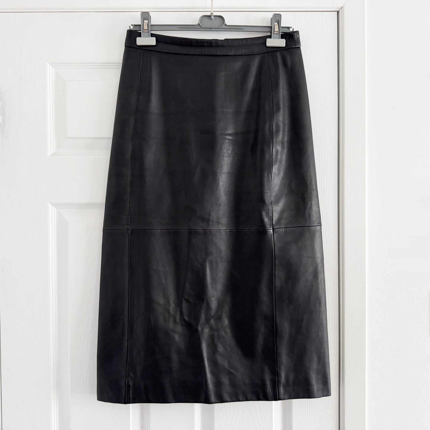 Sezane Leather Skirt in Black, size 38