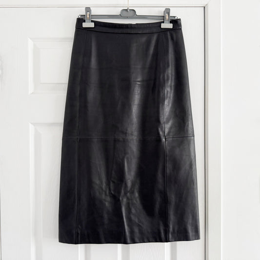 Sezane Leather Skirt in Black, size 38