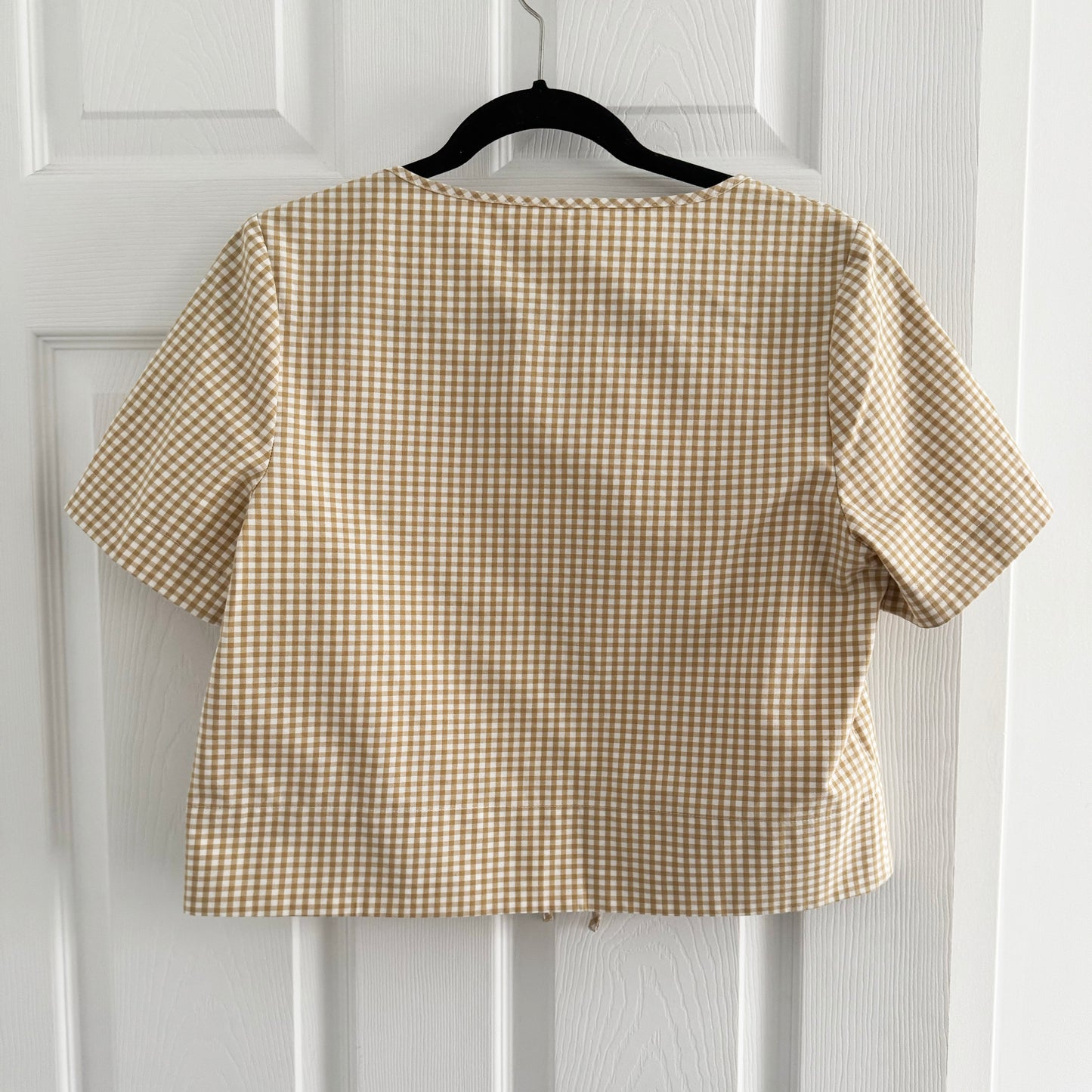 Sezane "Kairo" Checked Short Sleeve Top, size 36
