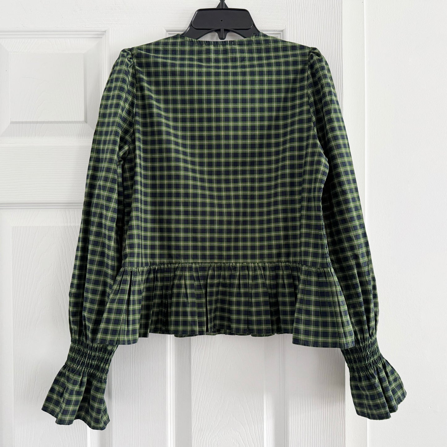 Sezane "Deidra" Shirt in Blue and Green Check, size 36