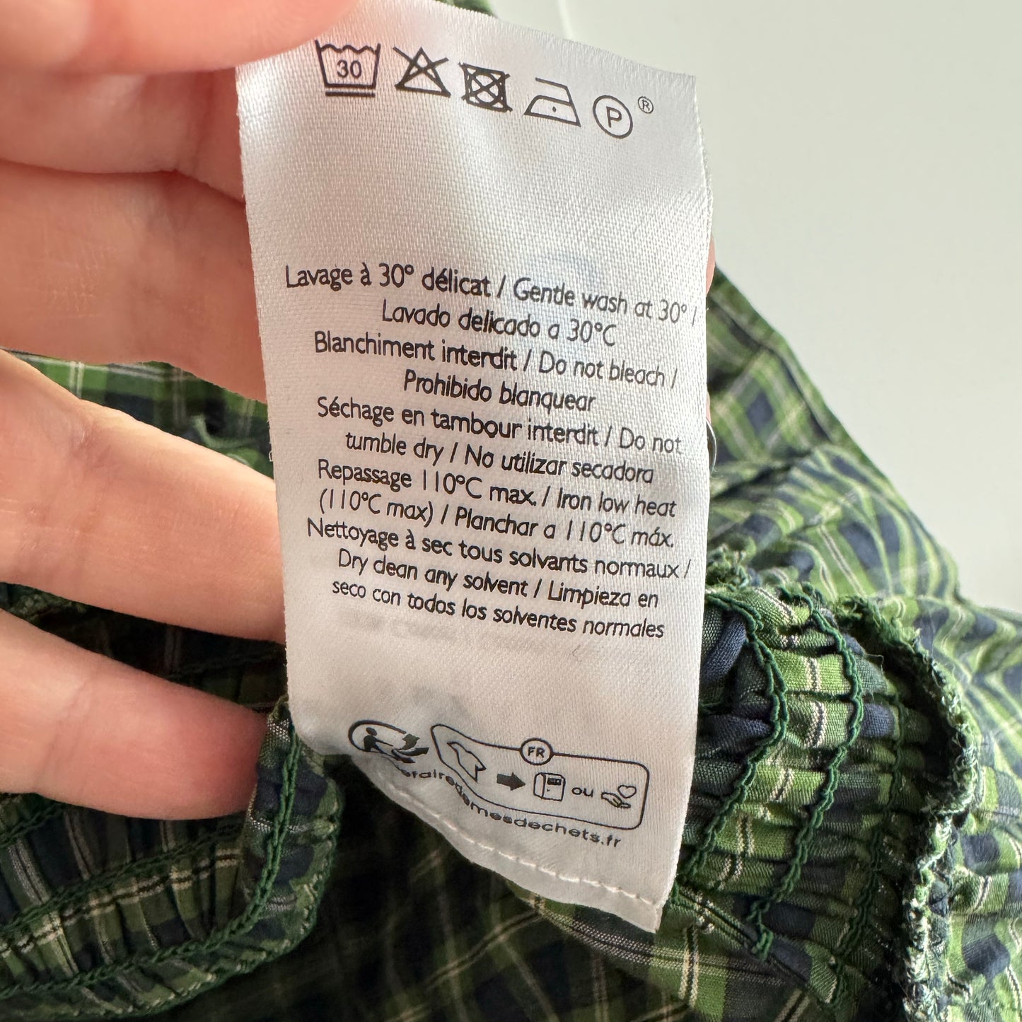 Sezane "Deidra" Shirt in Blue and Green Check, size 36