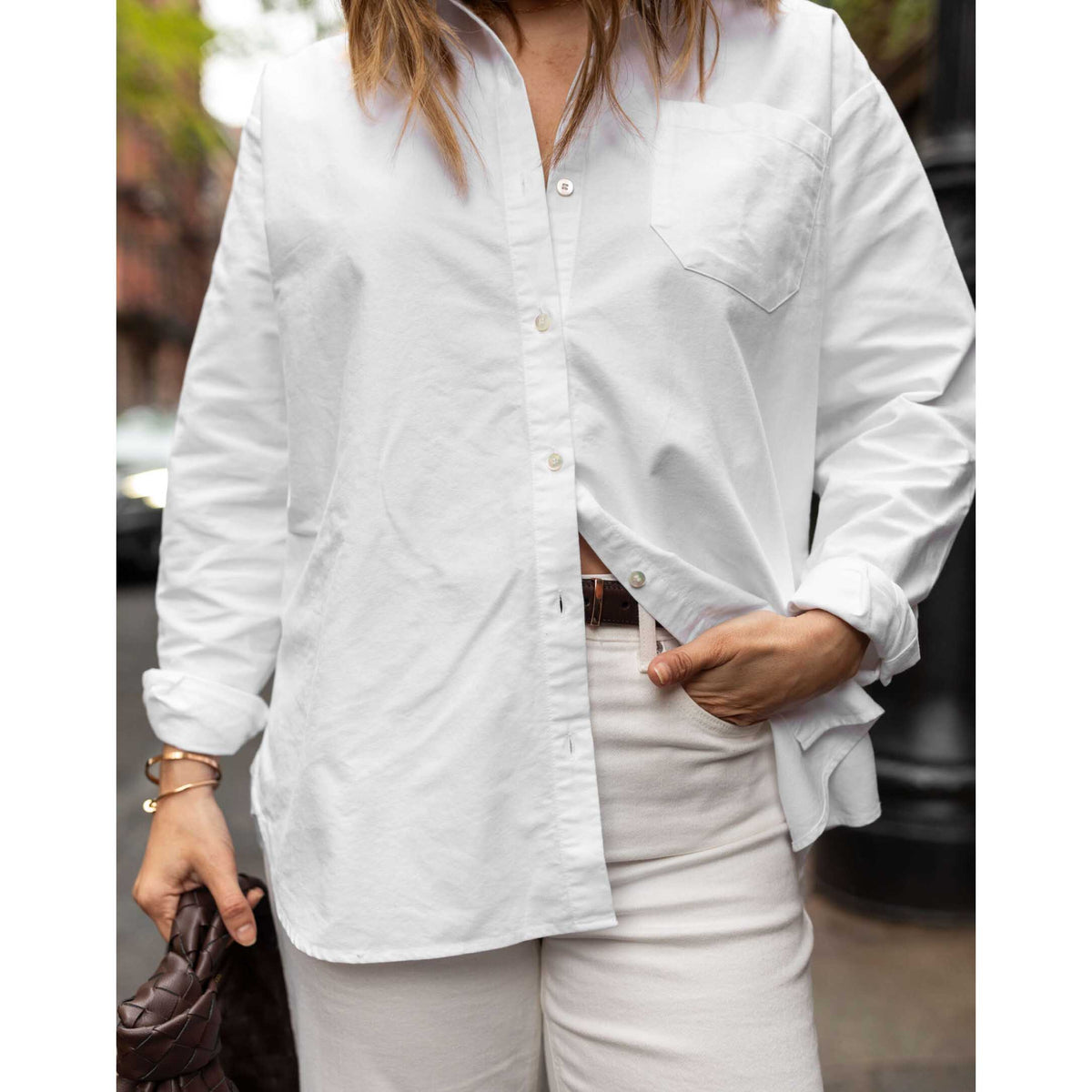 Sezane "Max" Oxford Shirt in White, size 32 (an oversize XS)