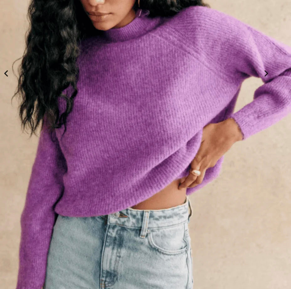 Sezane "Otis" Pullover in Purple, size XS