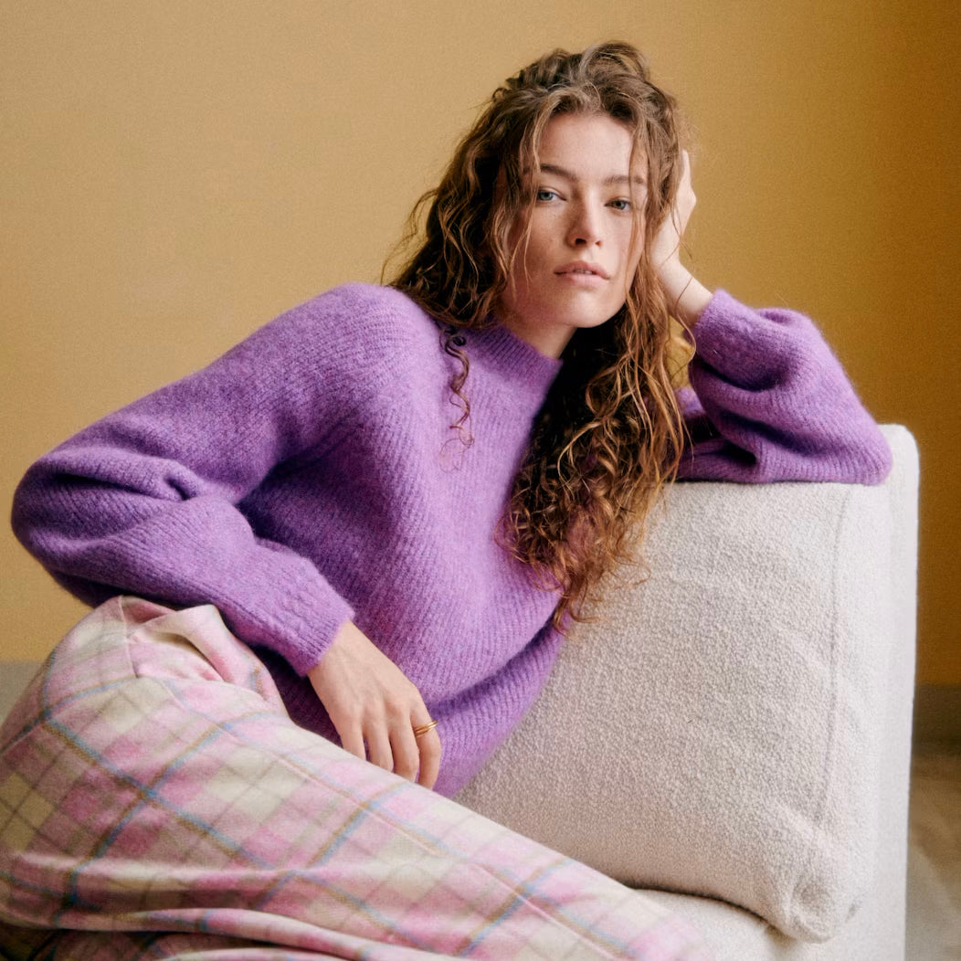 Sezane "Otis" Pullover in Purple, size XS