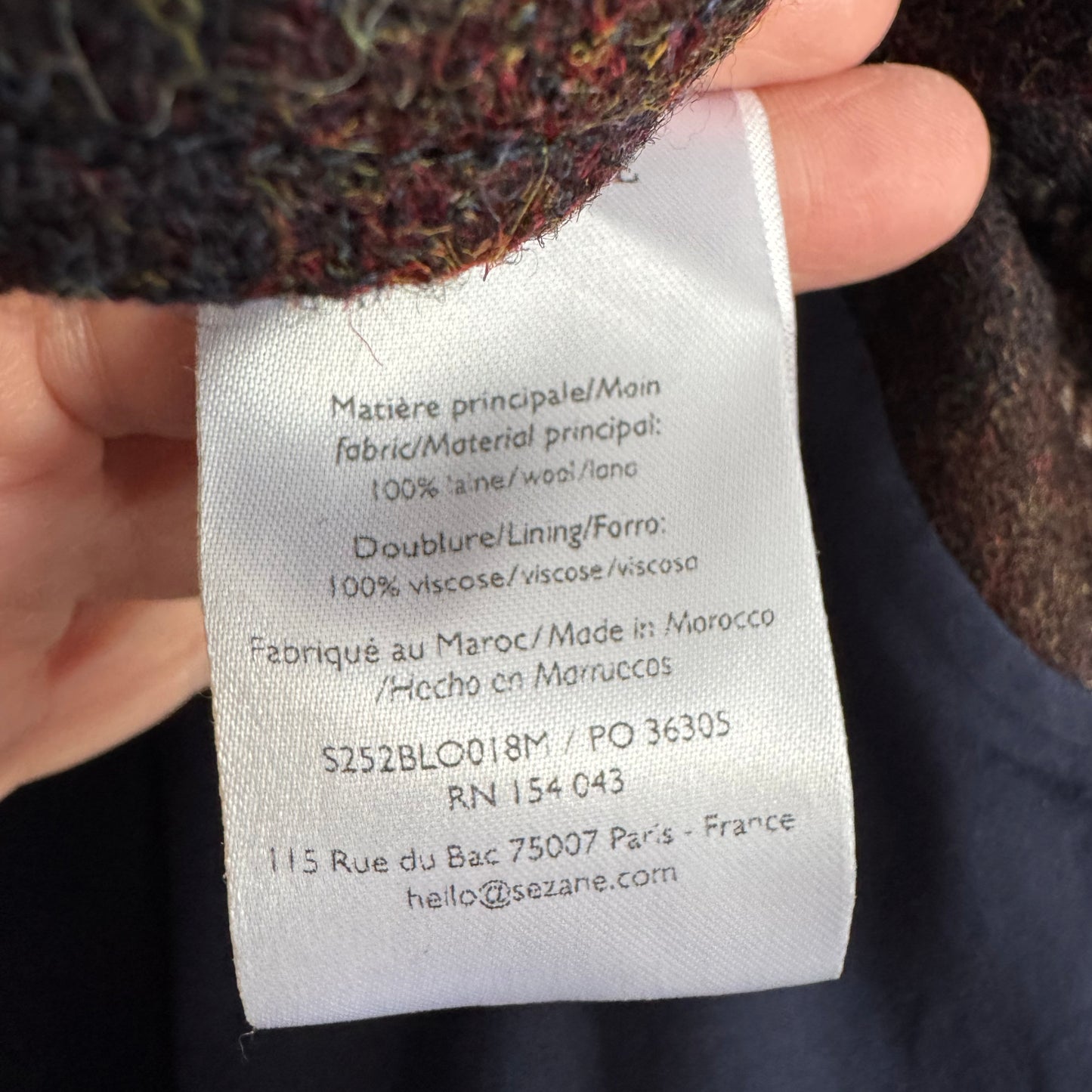 Sezane "Aaron" Plaid Vest in Maroon, size 36 (Size Small)