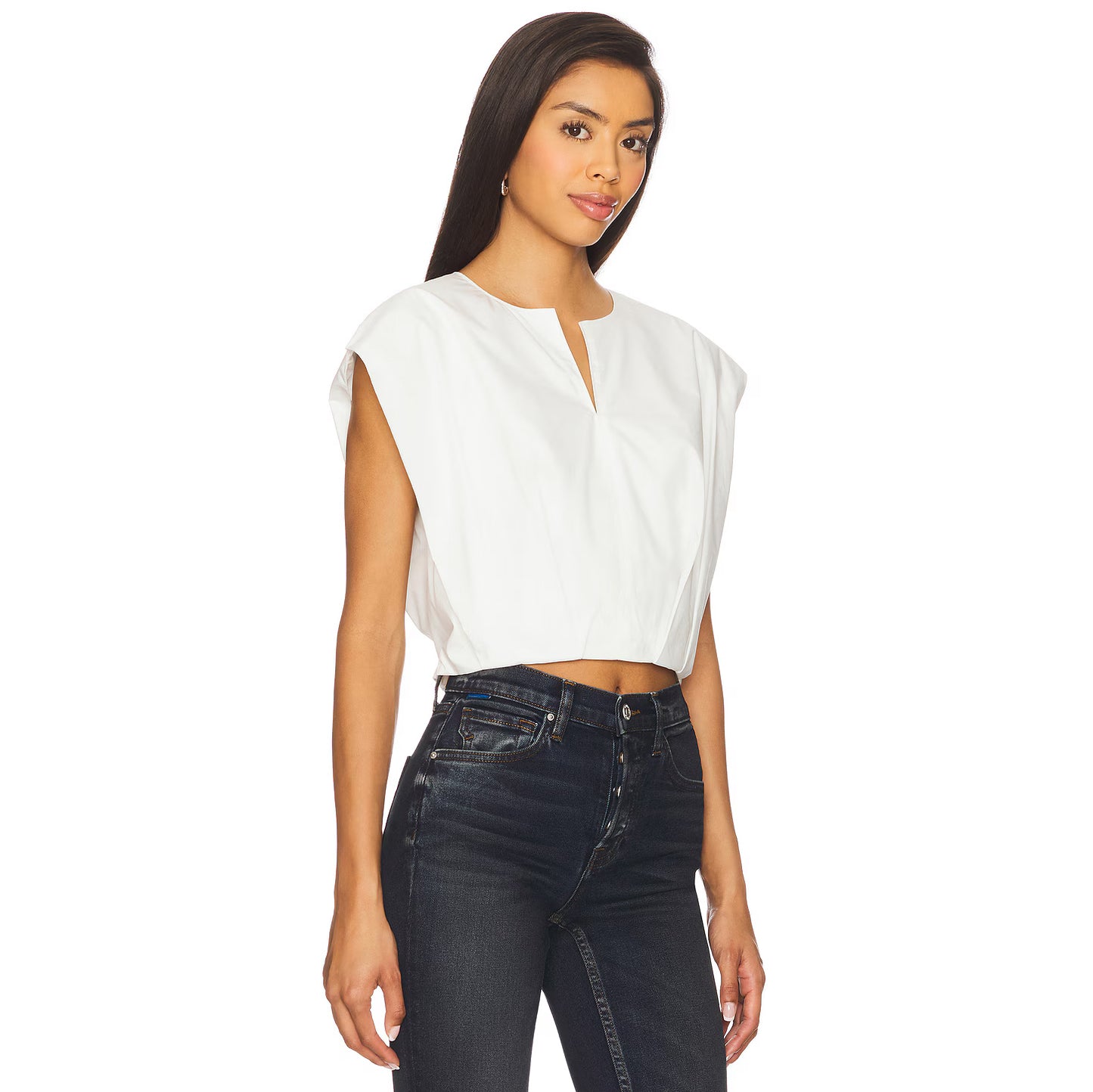 Simkhai "Wrenli" Pleated Top in White, size Small