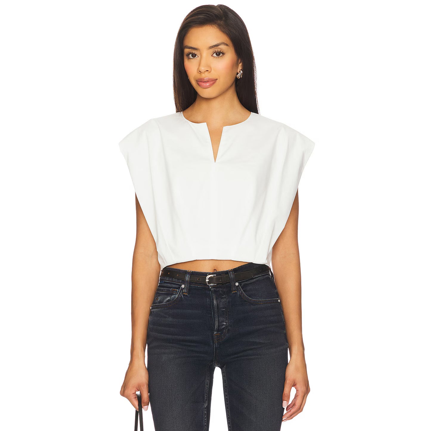 Simkhai "Wrenli" Pleated Top in White, size Small