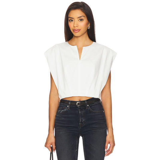 Simkhai "Wrenli" Pleated Top in White, size Small