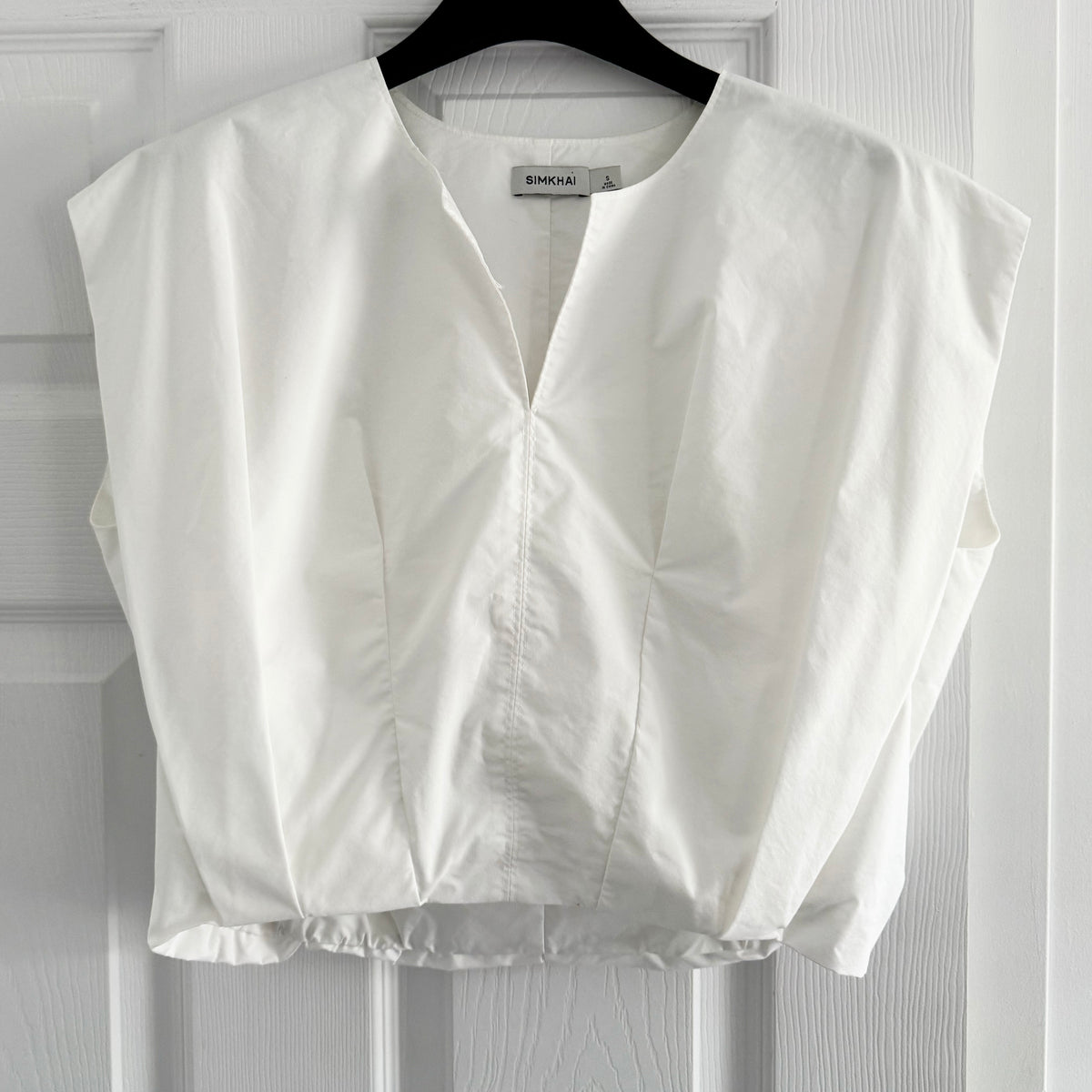 Simkhai "Wrenli" Pleated Top in White, size Small