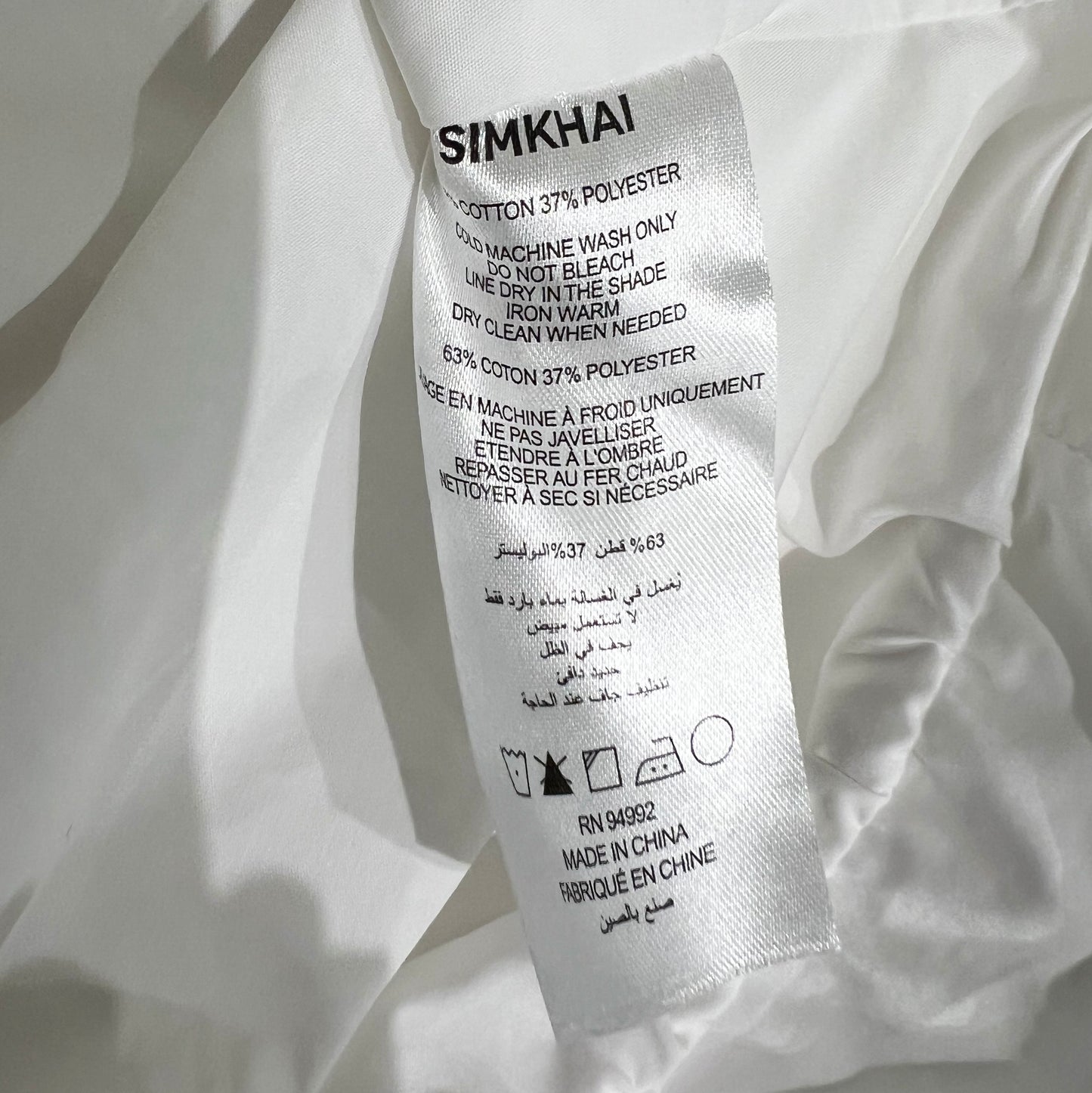 Simkhai "Wrenli" Pleated Top in White, size Small