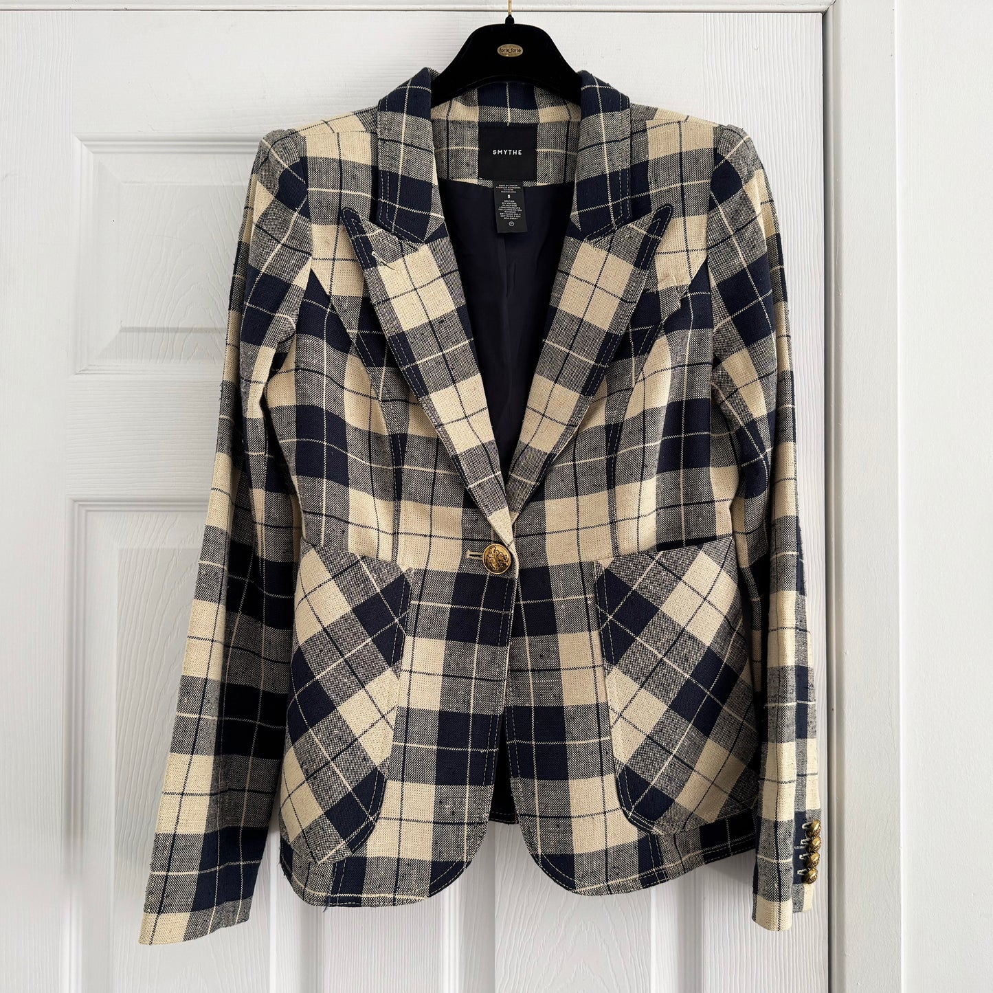 Smythe Patch Pocket Duchess Blazer in Navy/Cream, size 8 (fits 4/6)