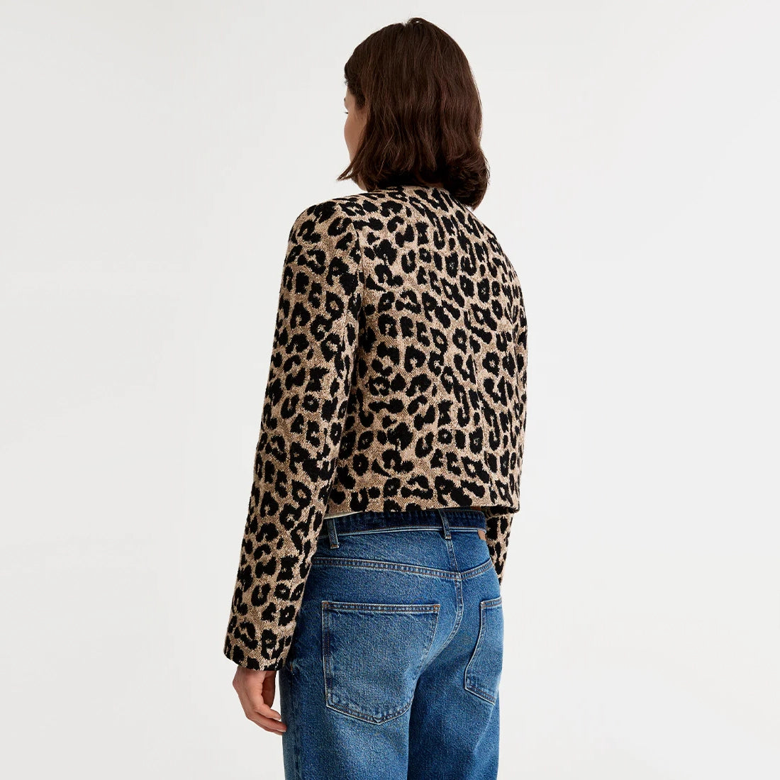 Smythe Collarless Double Breasted Mini Jacket in Leopard, size 4