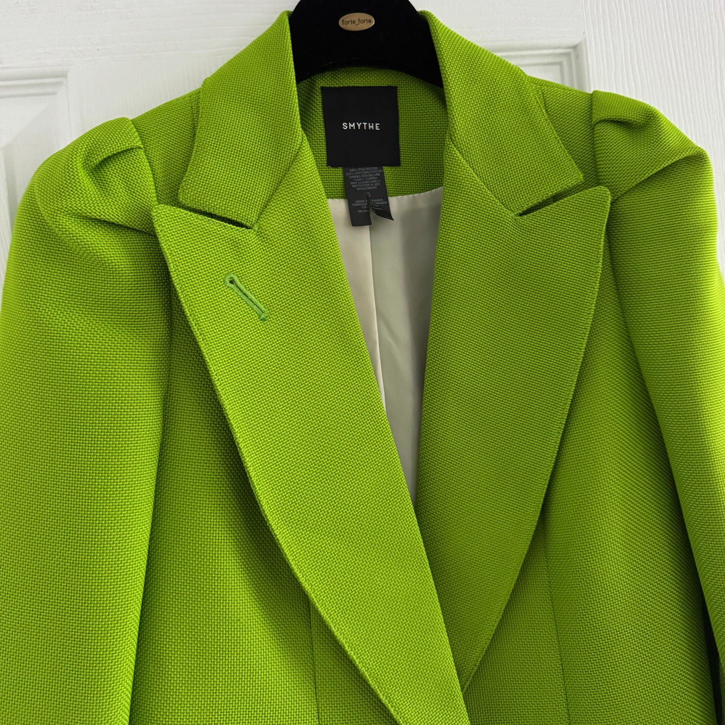 Smythe Box Pleat Blazer in Lime Green, size 4 (fits size 2)