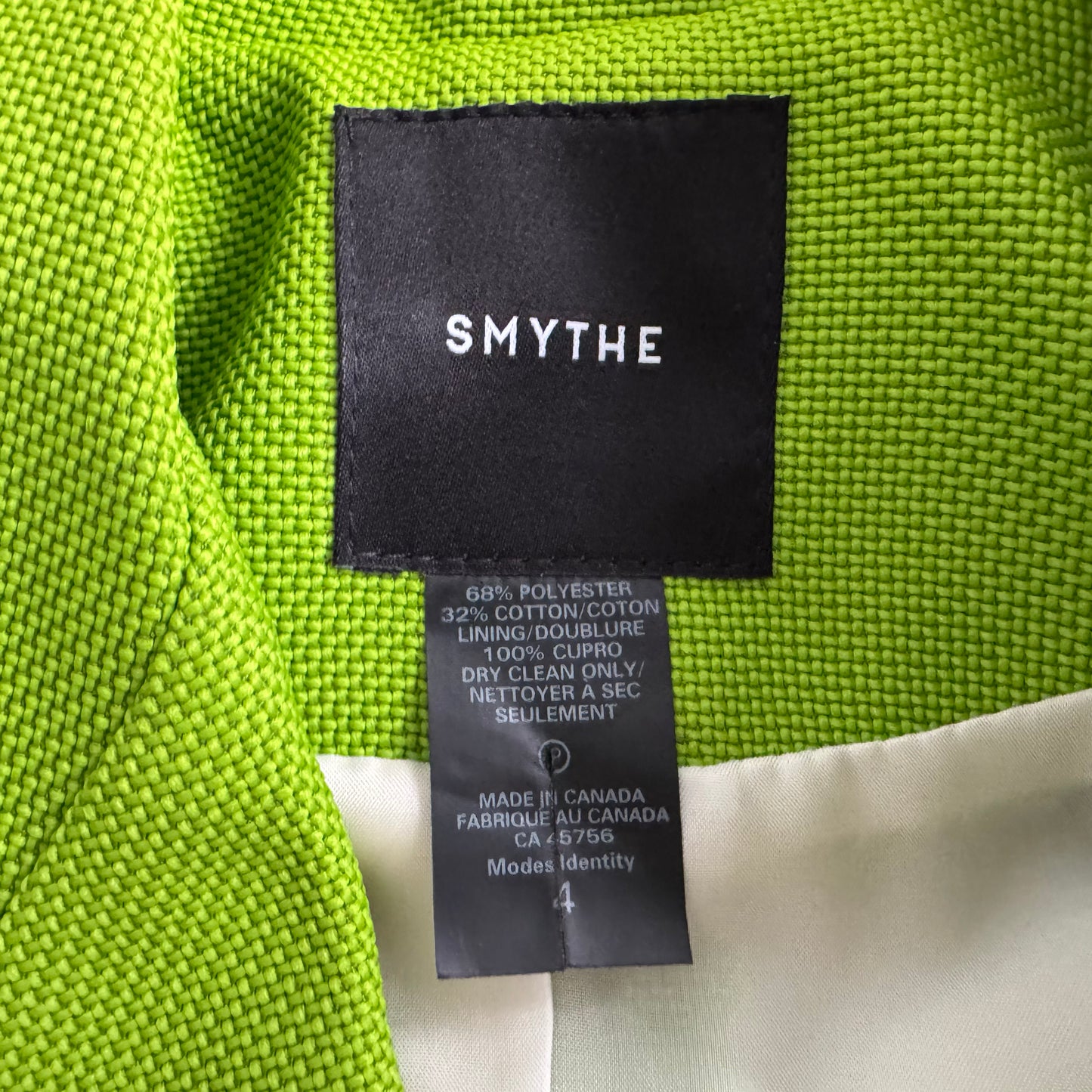 Smythe Box Pleat Blazer in Lime Green, size 4 (fits size 2)