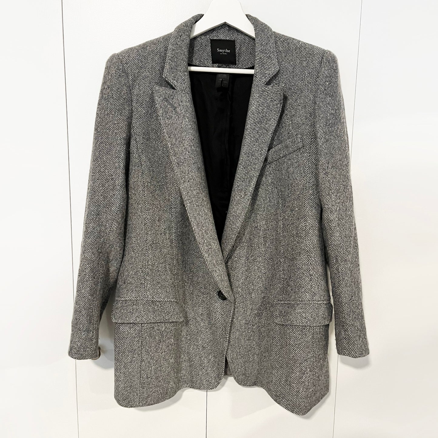 Smythe Shawl Collar Blazer in Grey, size 12 (fits 8/10)