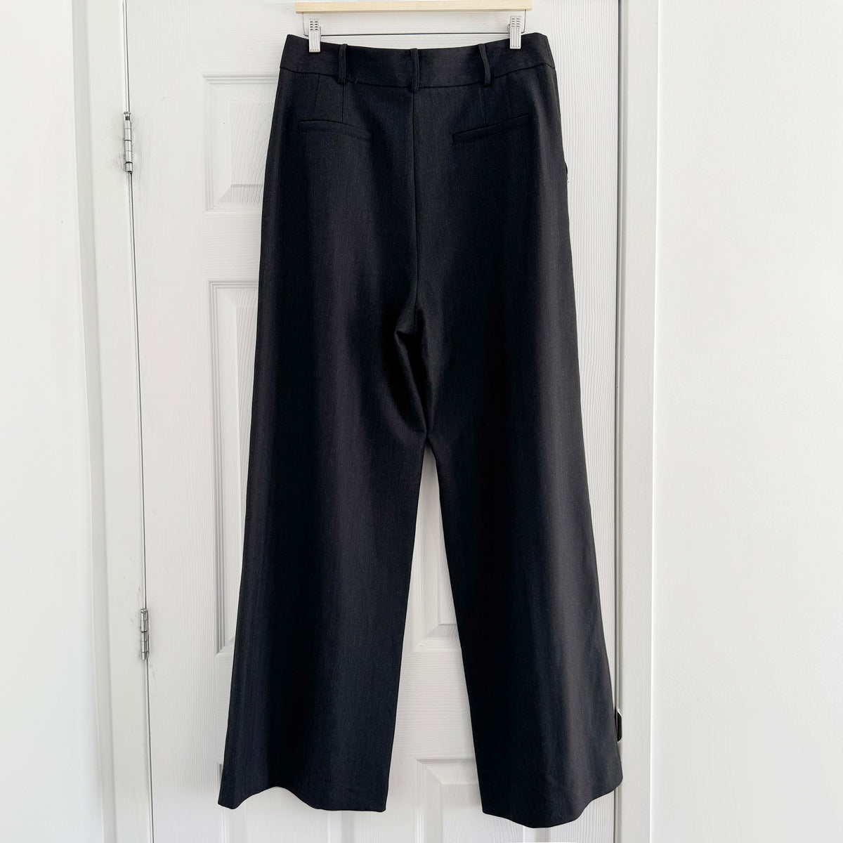Smythe Herringbone pleated Trousers in "Carbon", size 12