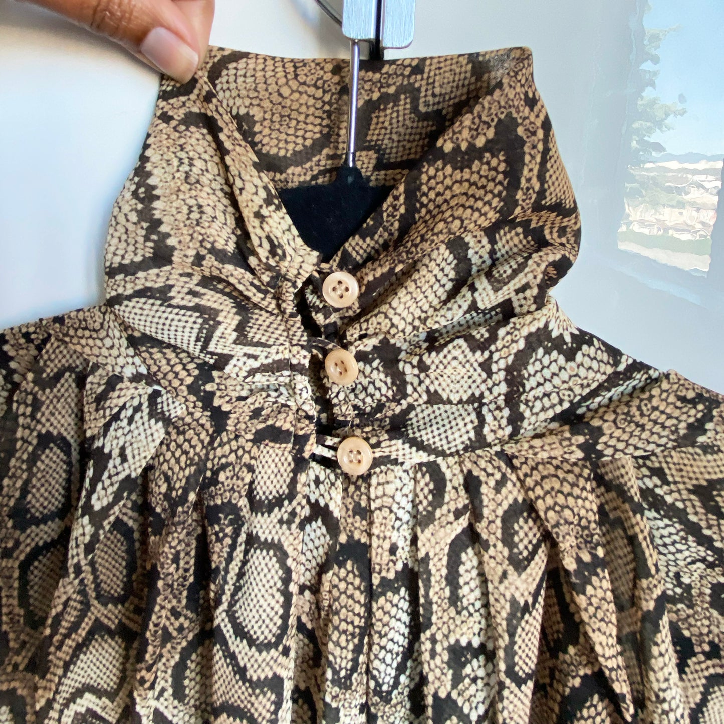 Smythe Snake Print Turtleneck Blouse, size XS (fits XS/S)