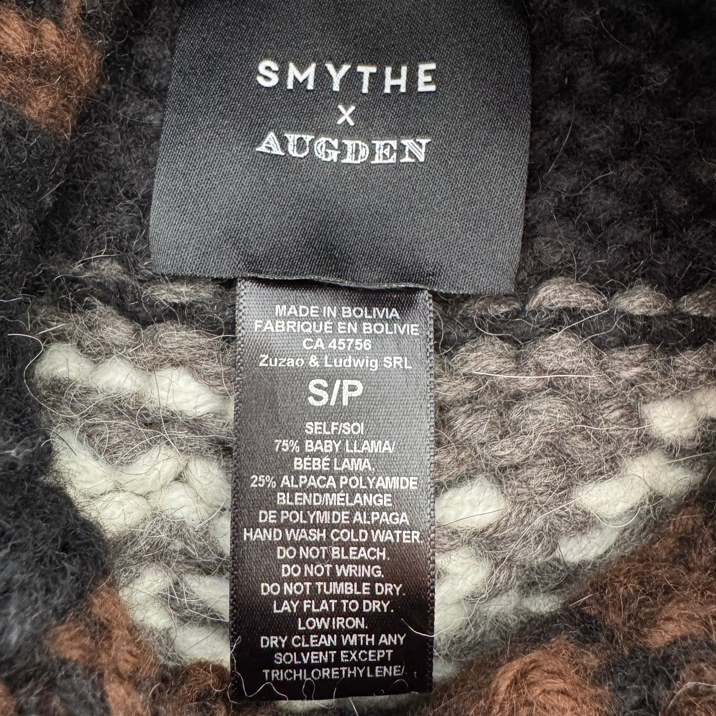 Smythe x Augden Handknit Sleeveless Turtleneck in Black Fair Isle, size Small