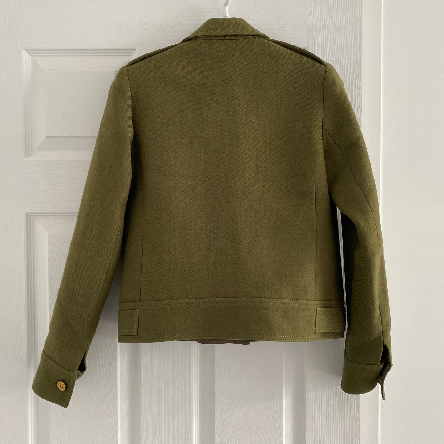 Smythe Cropped Military Jacket in Army Green, size 2