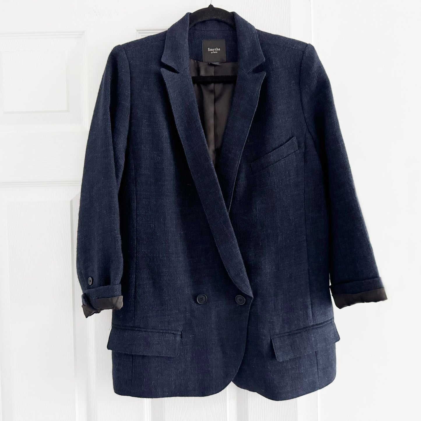 Smythe Navy Wool Shawl Collar Blazer, size 4