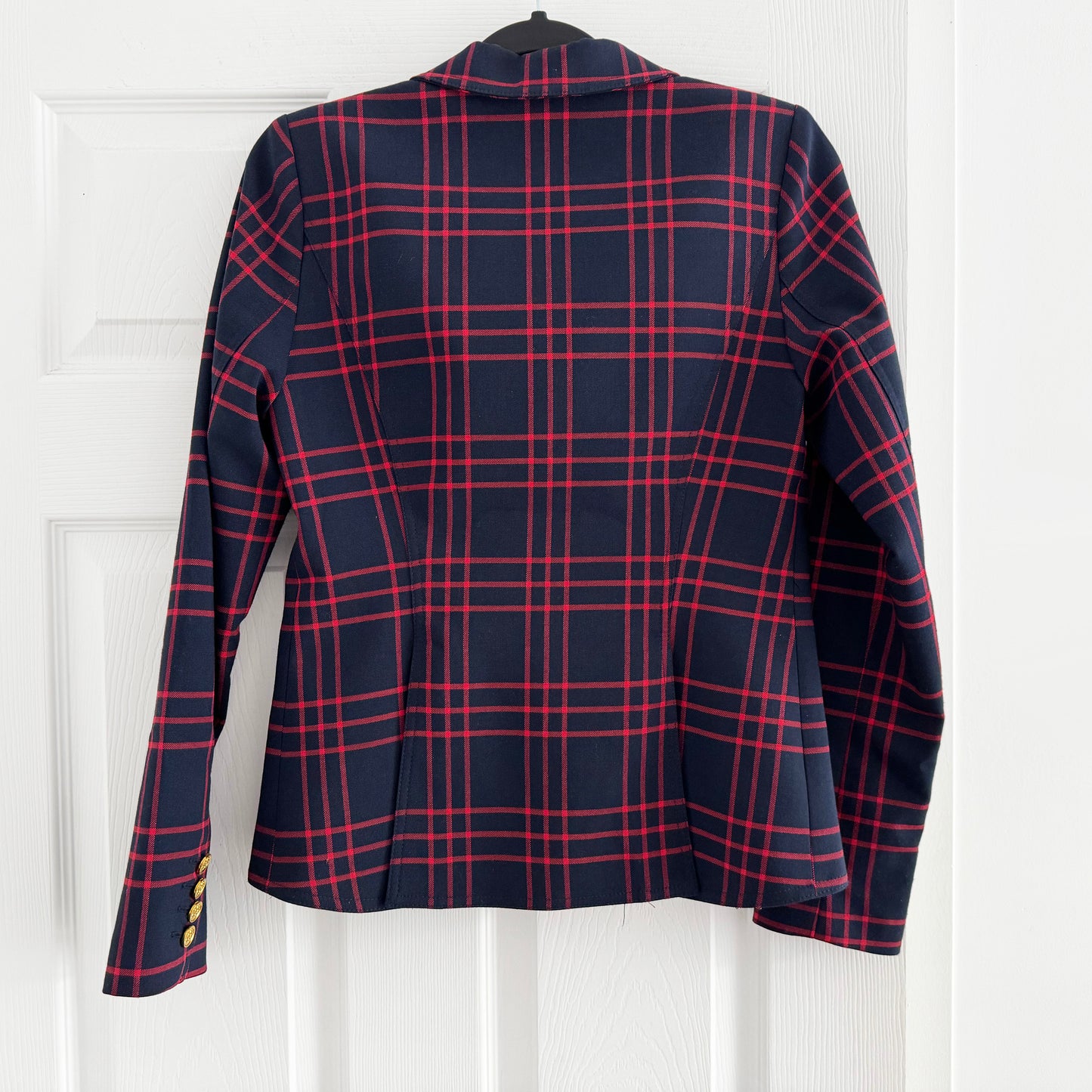 Smythe One Button Checked Blazer in Red/Navy, size 6 (Fits like 2/4)