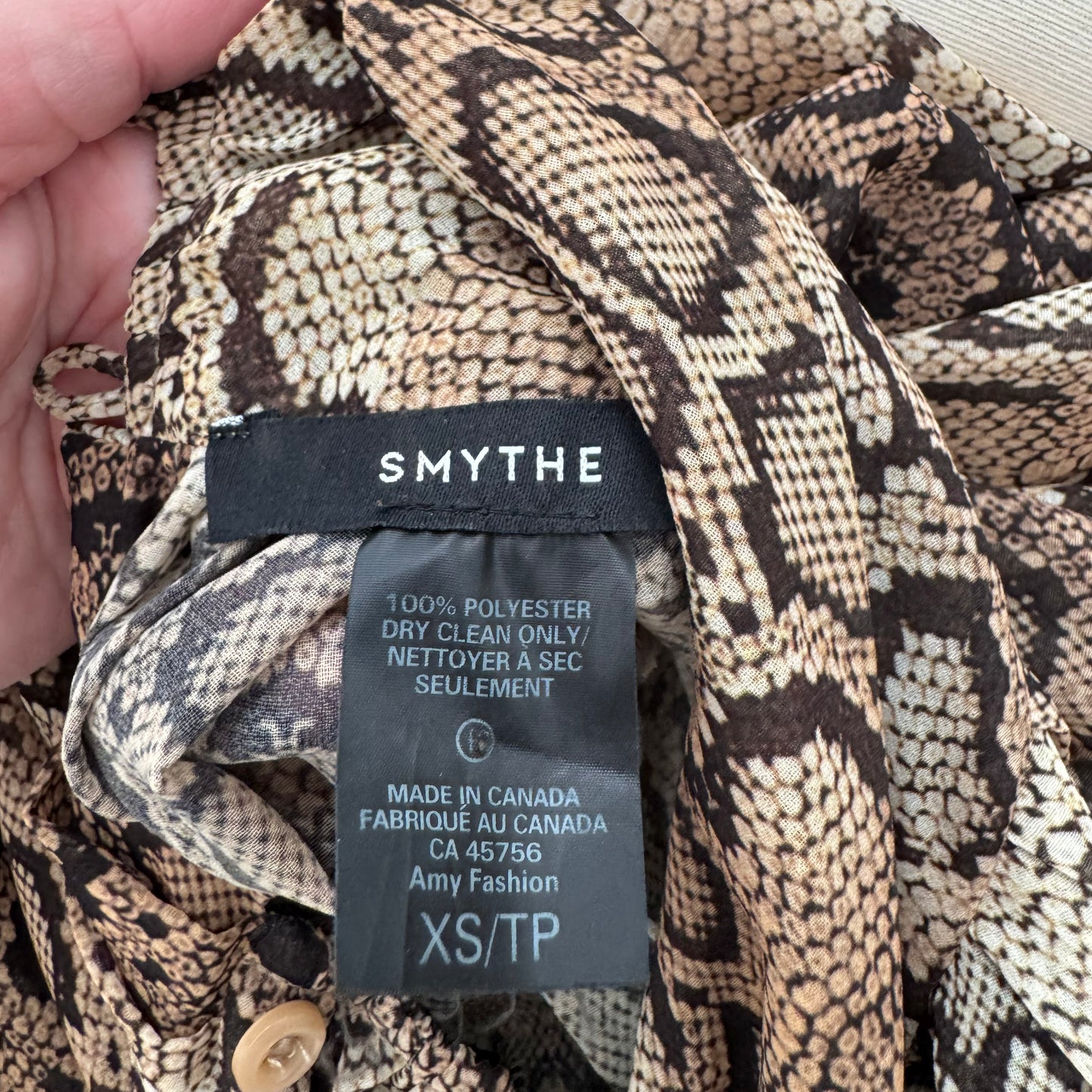 Smythe Snake Print Turtleneck Blouse, size XS (fits XS/S)