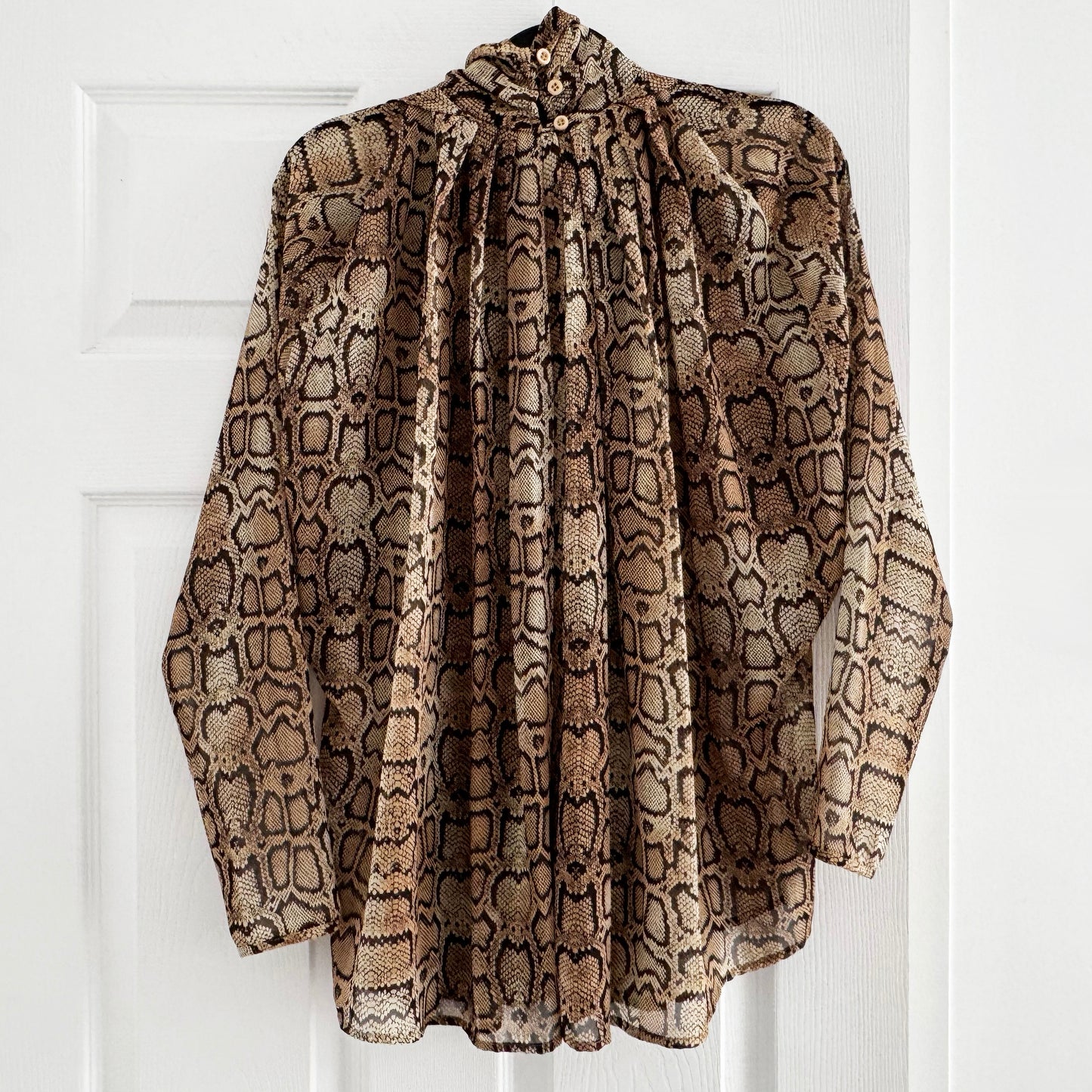 Smythe Snake Print Turtleneck Blouse, size XS (fits XS/S)