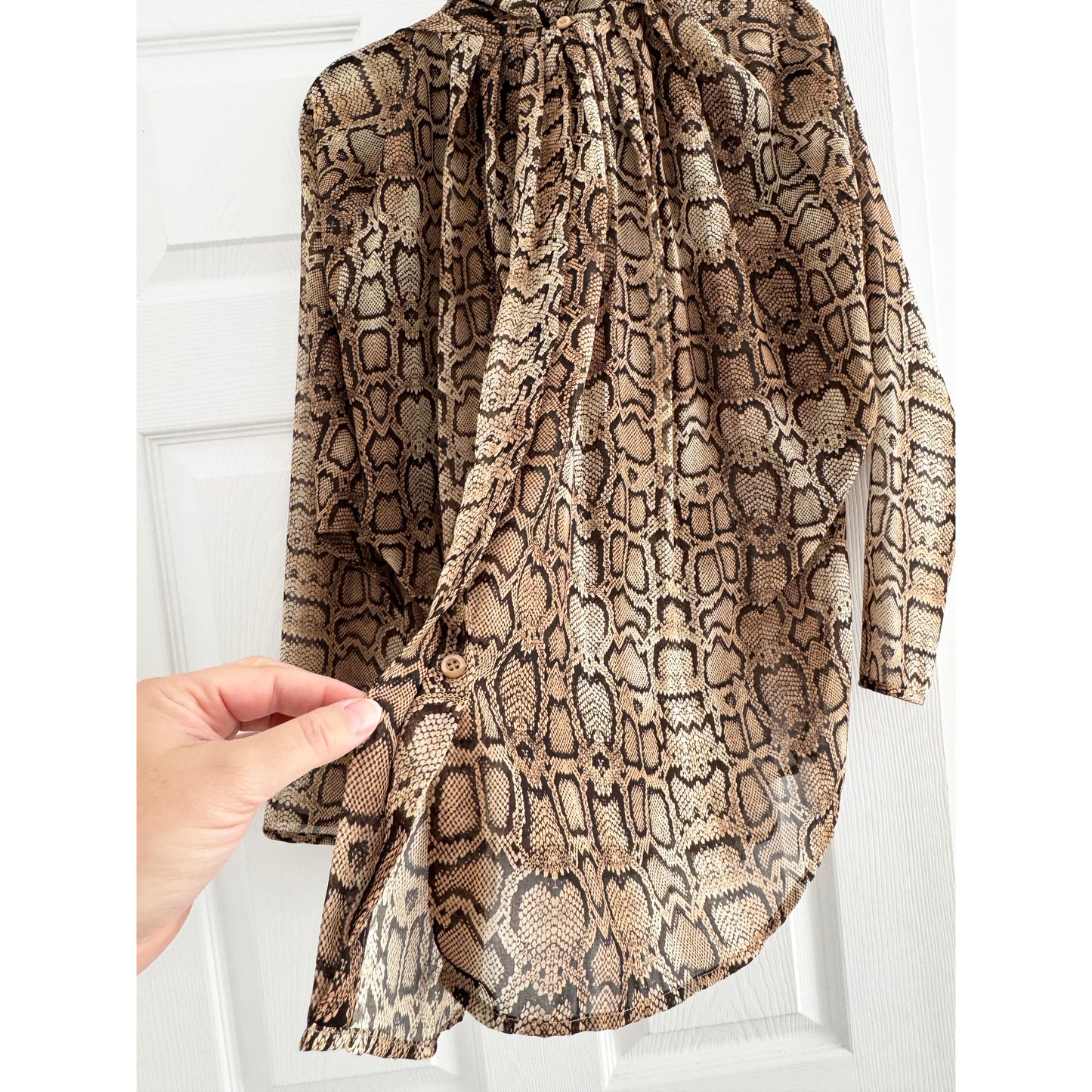Smythe Snake Print Turtleneck Blouse, size XS (fits XS/S)