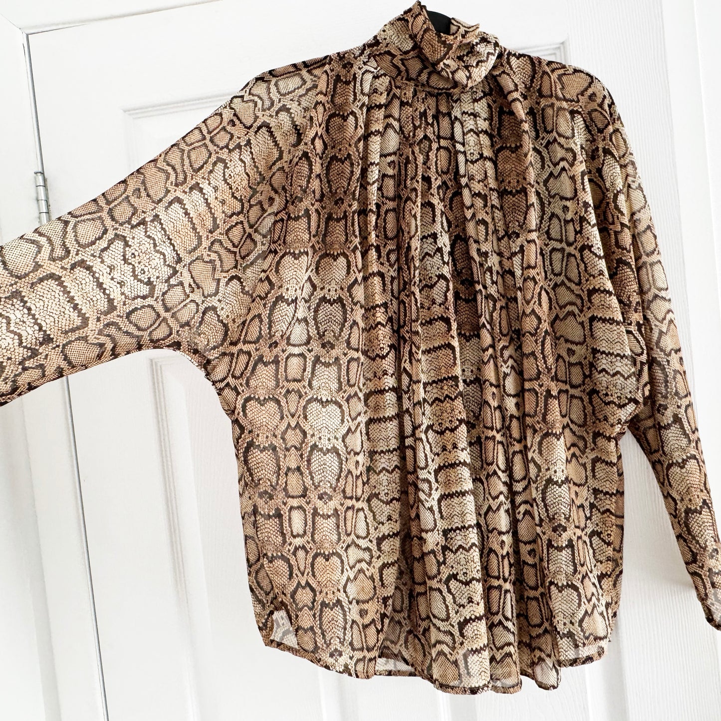 Smythe Snake Print Turtleneck Blouse, size XS (fits XS/S)