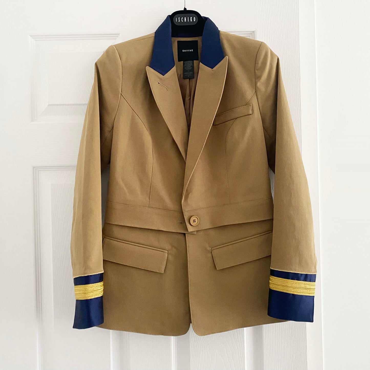 Smythe Two-in-One Regiment Blazer in Camel, size 4 (fits size 2)