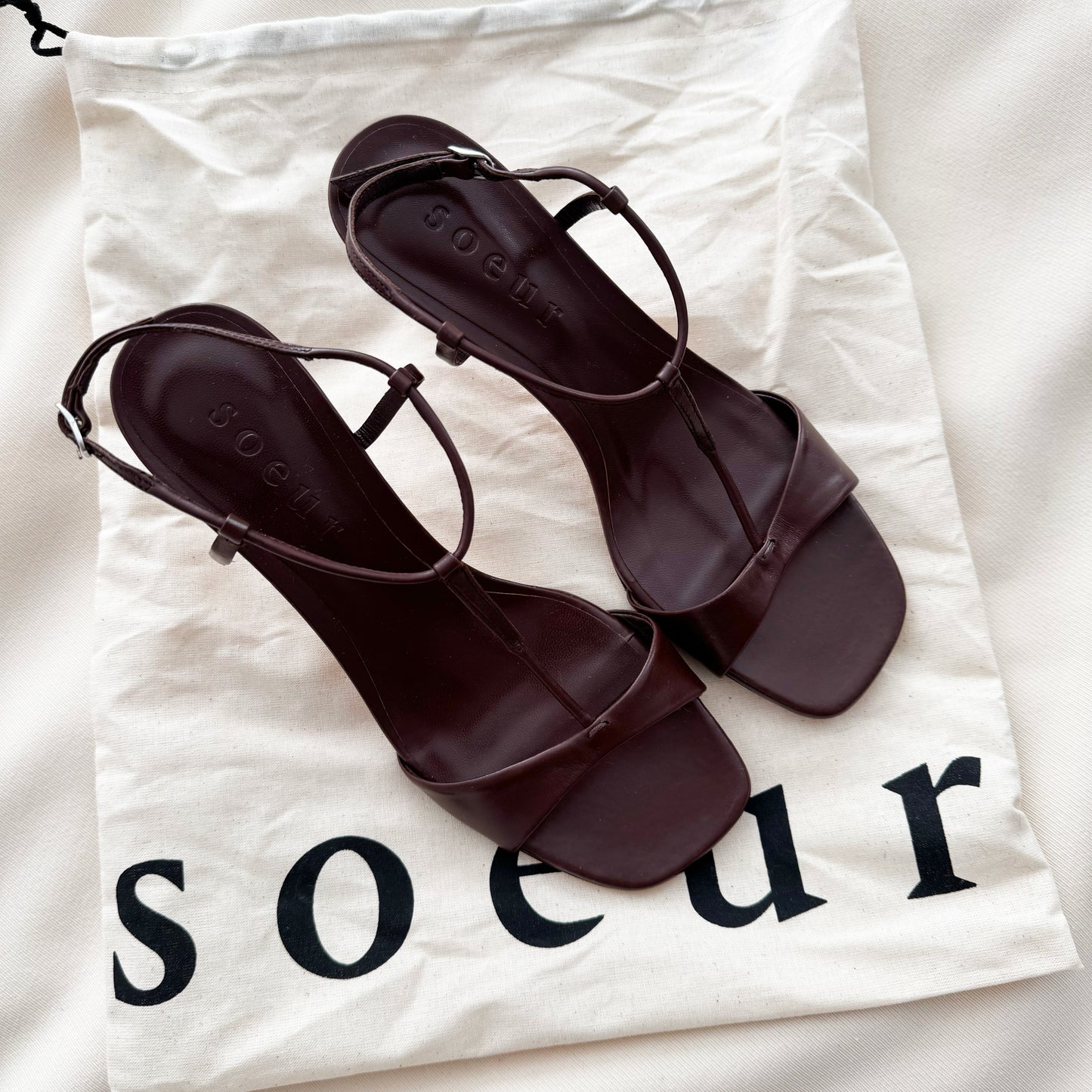 Soeur "Cecilie" Leather Sandals in Brown, size 37