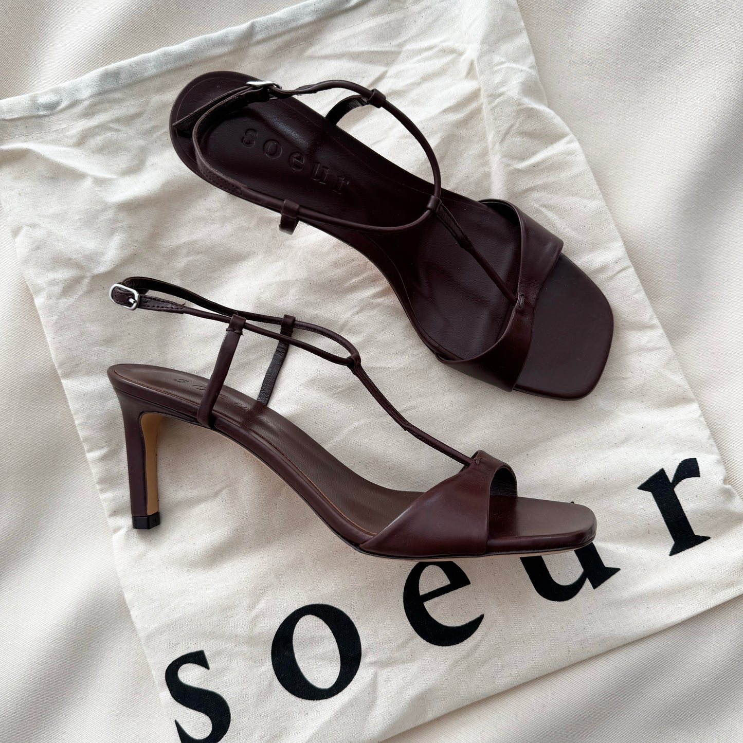 Soeur "Cecilie" Leather Sandals in Brown, size 37